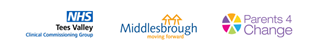 Logo's: Tees Valley CCG, Middlesbrough Council, Parents 4 Change