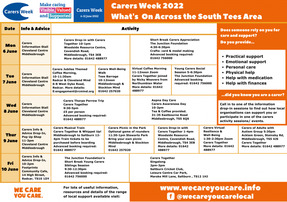 Carers Week 22 What's on across the South Tees Area 