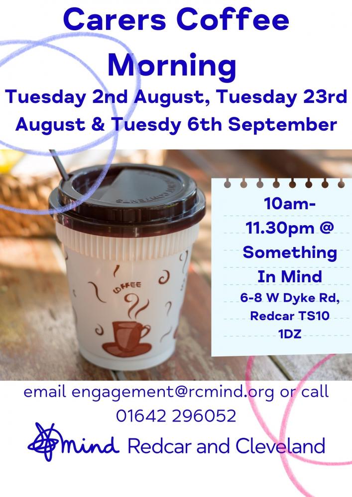 Carers Coffee mornings @ Redcar & Cleveland Mind - New Dates 