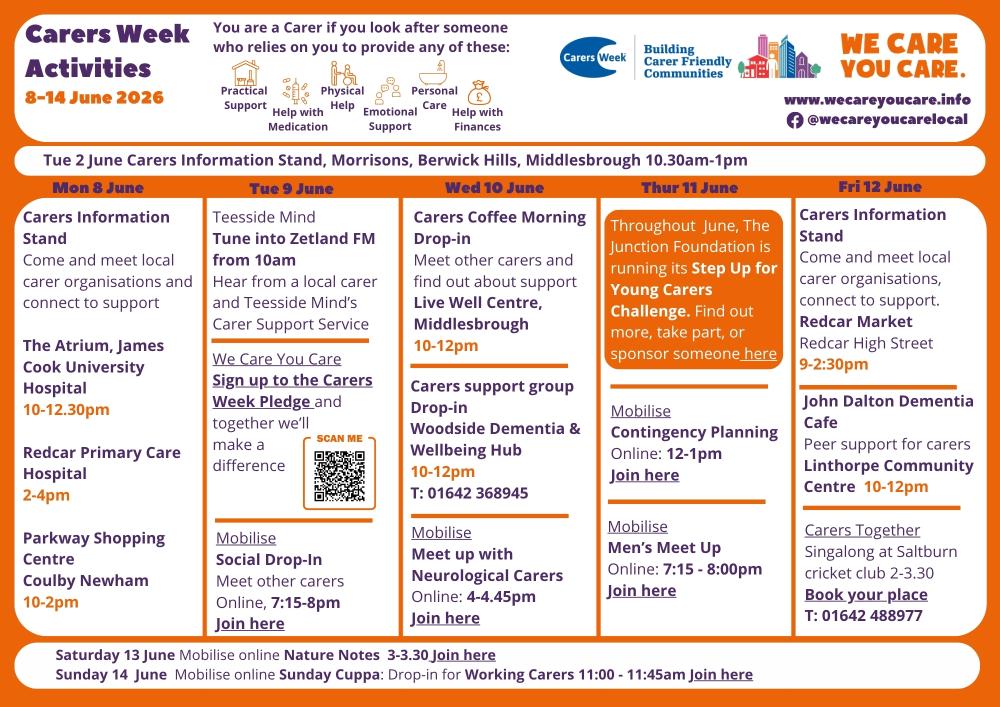 Carers week timetable