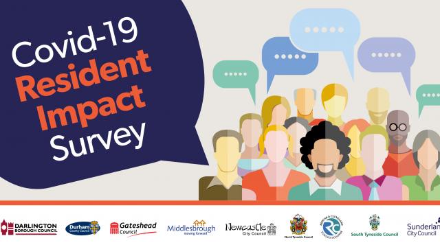 Covid-19 Resident Impact Survey designed image with logos of partners