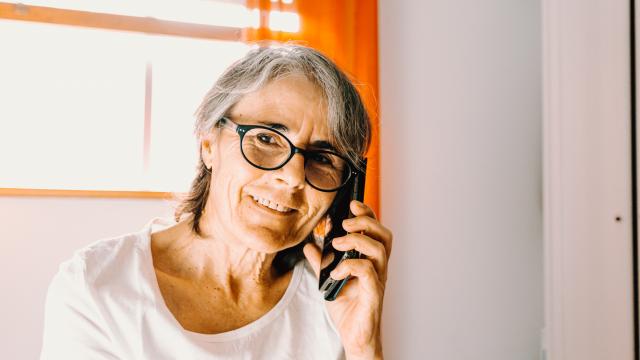 Lady smiling on phone