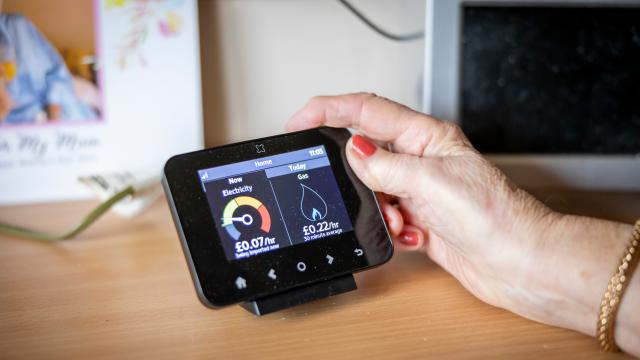 woman checking smart meter