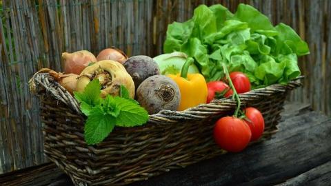 Vegetables in a wicker basket