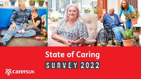 State of Caring Survey 2022 banner with three images depicting unpaid care